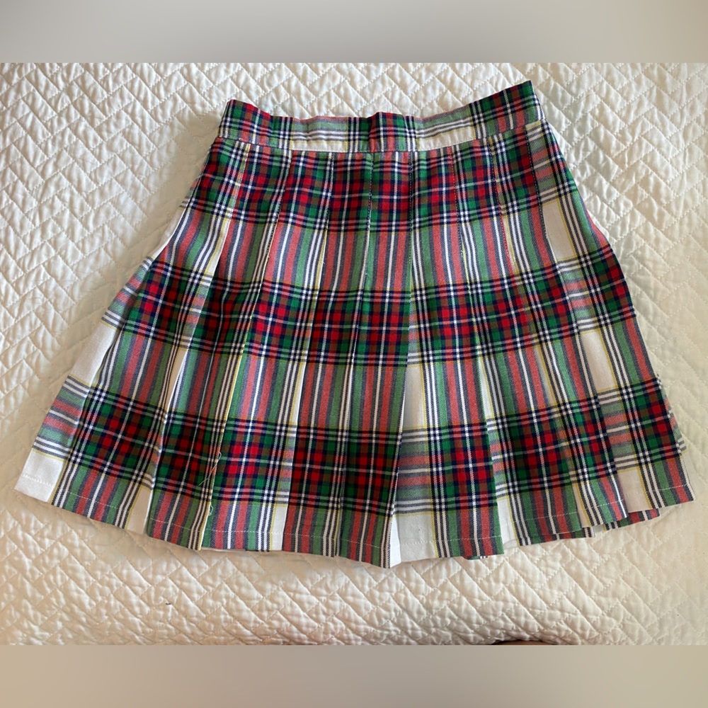 Aerie Pleated Plaid Mini Skirt XS